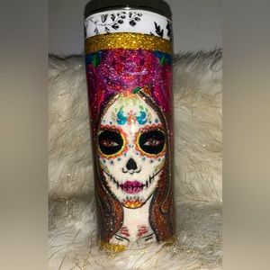 Custom Day of the dead 20 oz. Skinny metal tumbler